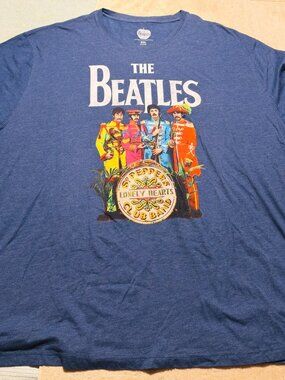 The Beatles Sgt. Peppers Lonely Hearts Club Band Graphic T-Shirt Blue 5XL Cotton
